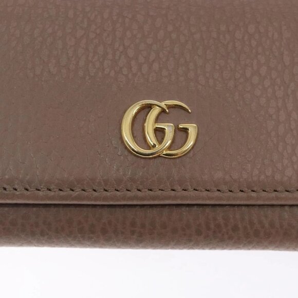 GUCCI GG Marmont Trifold Wallet Leather Beige Gold - Picture 11 of 15